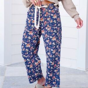 BiBi Floral Ankle & Cropped Jeans - Blue and Pink